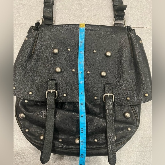 Lucky Brand Pebble Leather Studded Black Crossbody Bag Boho Hippie - Picture 13 of 16